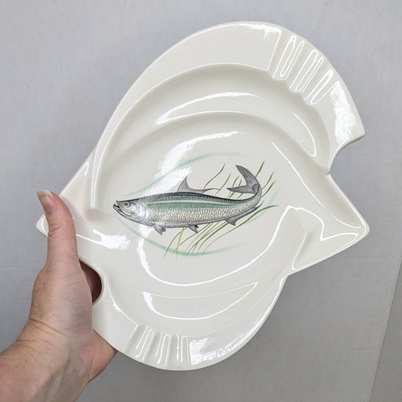 Vintage Ceramic Mid Century White Terrapin Fish Ashtray Trinket Dish - Picture 10 of 10